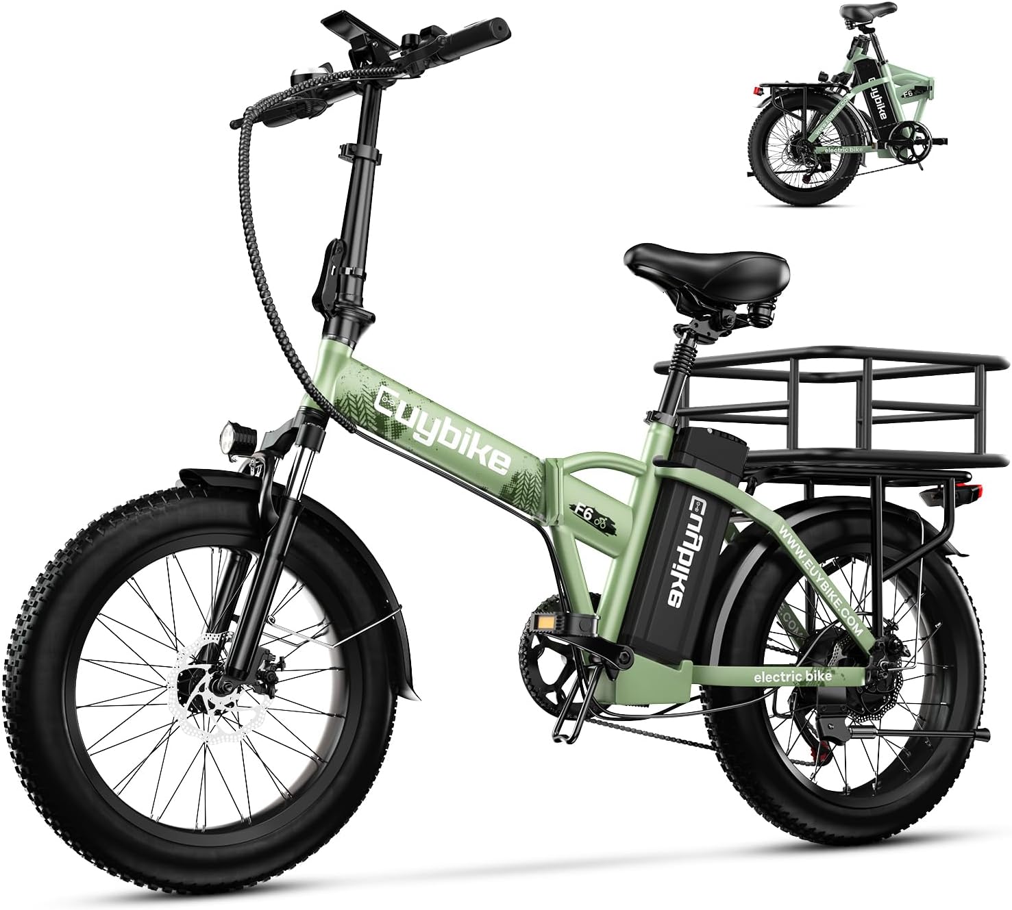 Foldable Electric Bike for Adults, 48V 20Ah Removable Lithium Battery up to 80Miles, 20' Fat Tire 1000W Peak Motor Dirt Ebike Adult Electric Bicycle for Commute Beach Mountain E Bike