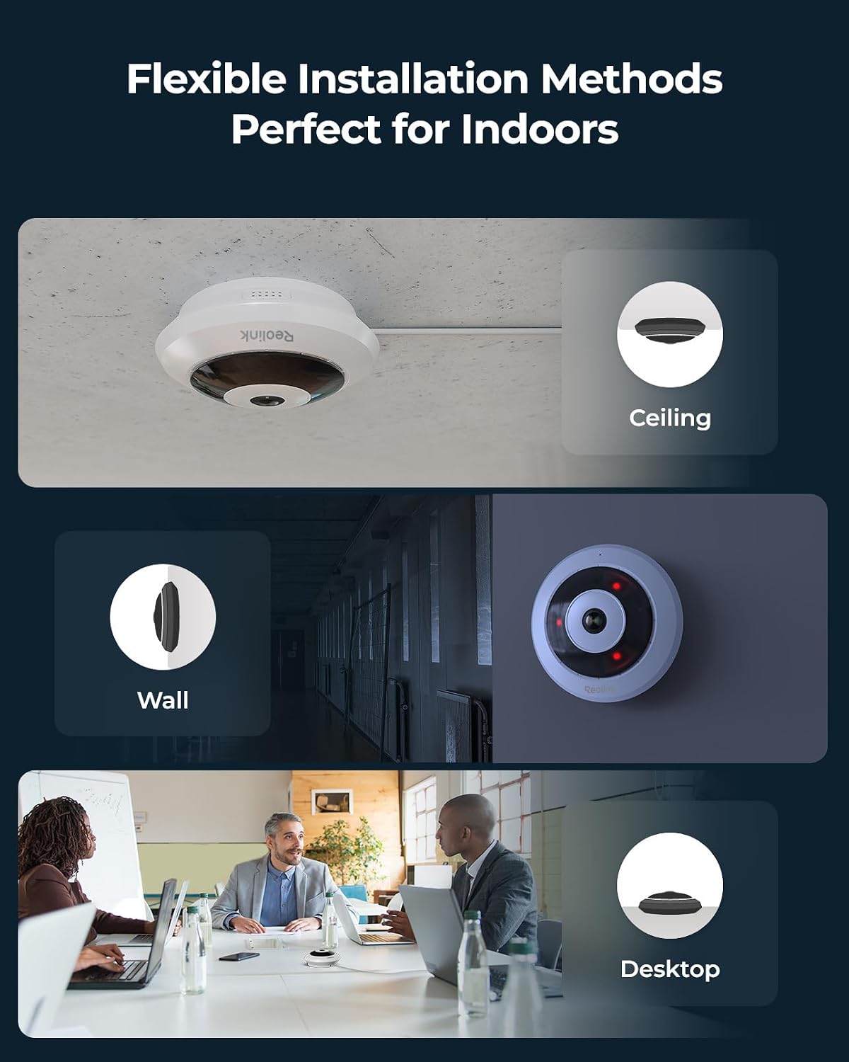 REOLINK 6MP PoE IP Fisheye Camera with 360° View, Surveillance for Home/Office Security, Smart Human Detection, Two Way Talk, Ceiling/Wall/Desk Mount, Multiple Panoramic Display Views, FE-P(White)