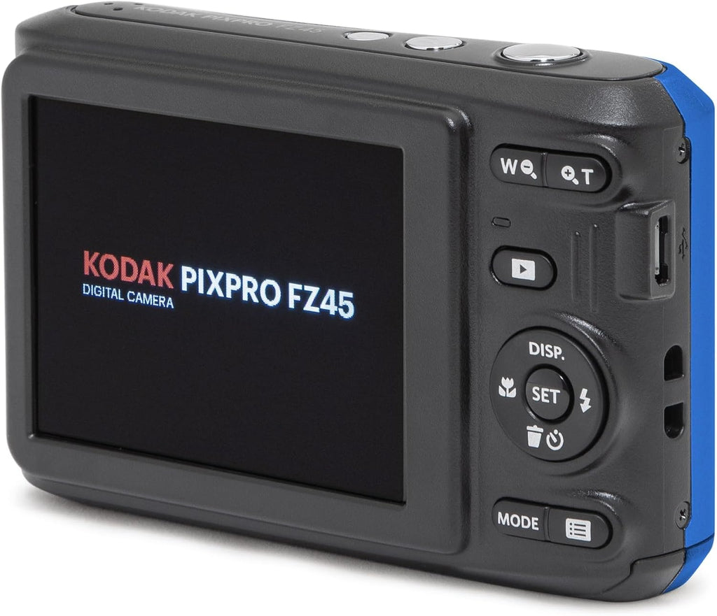 Kodak PIXPRO FZ45 Friendly Zoom 16MP Full HD Digital Camera, Bundle with 32GB Memory Card and Camera Bag, Flexible Tripod, and Card Reader (Blue)