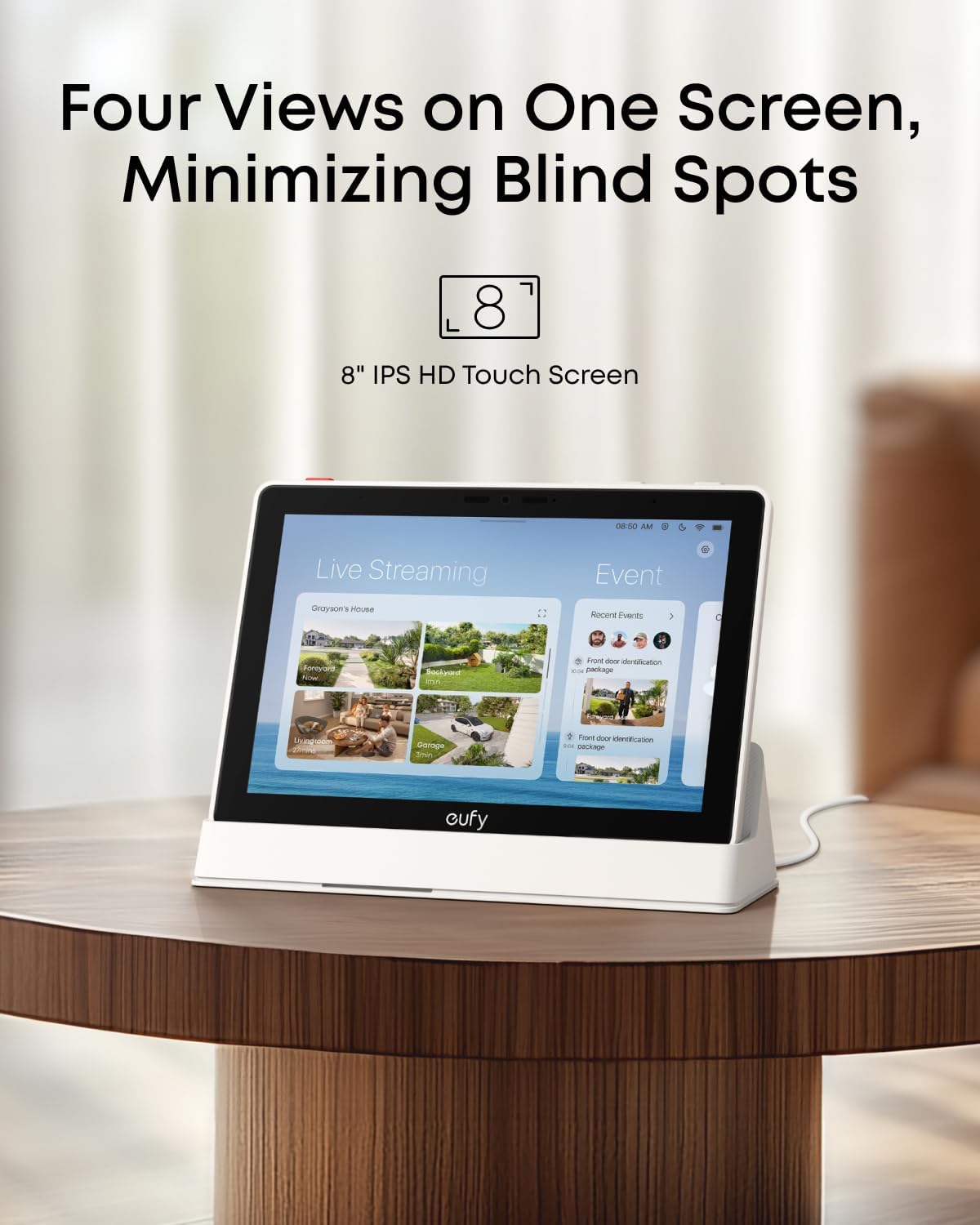eufy Security eufy Smart Display E10, Smart Home Hub, 8' Control Panel, Compatible Devices, Four Views on One Screen, Instant Door Alerts, Daily Event Reports, One Tap Control