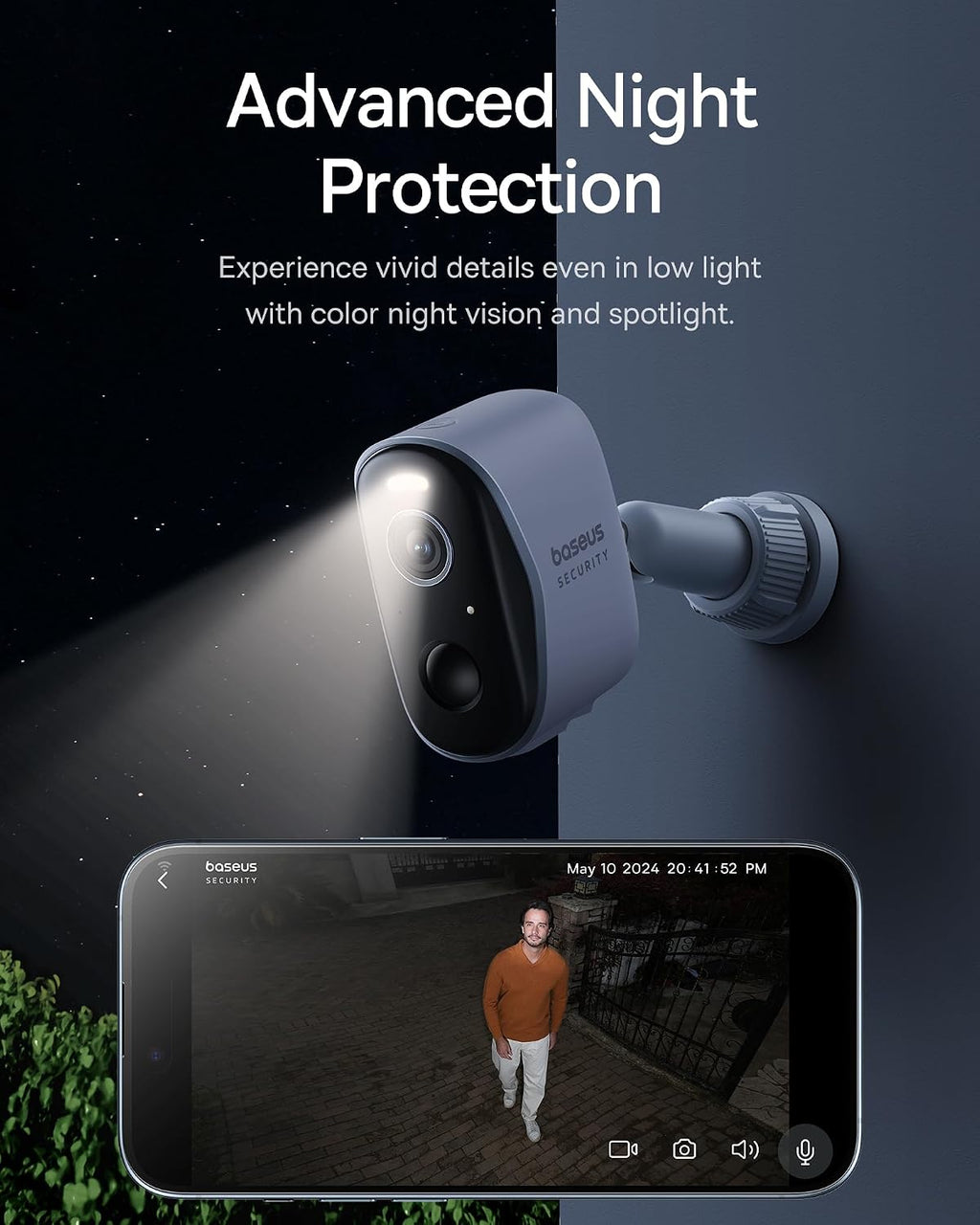 Baseus Wireless Cameras for Home Security, N1 4-Cam Kit with 2K Clarity, No Monthly Fee, 16TB Expandable Local Storage, 210-Day Battery Life, Spotlight & Alarm, Compatible with Alexa and Google Home