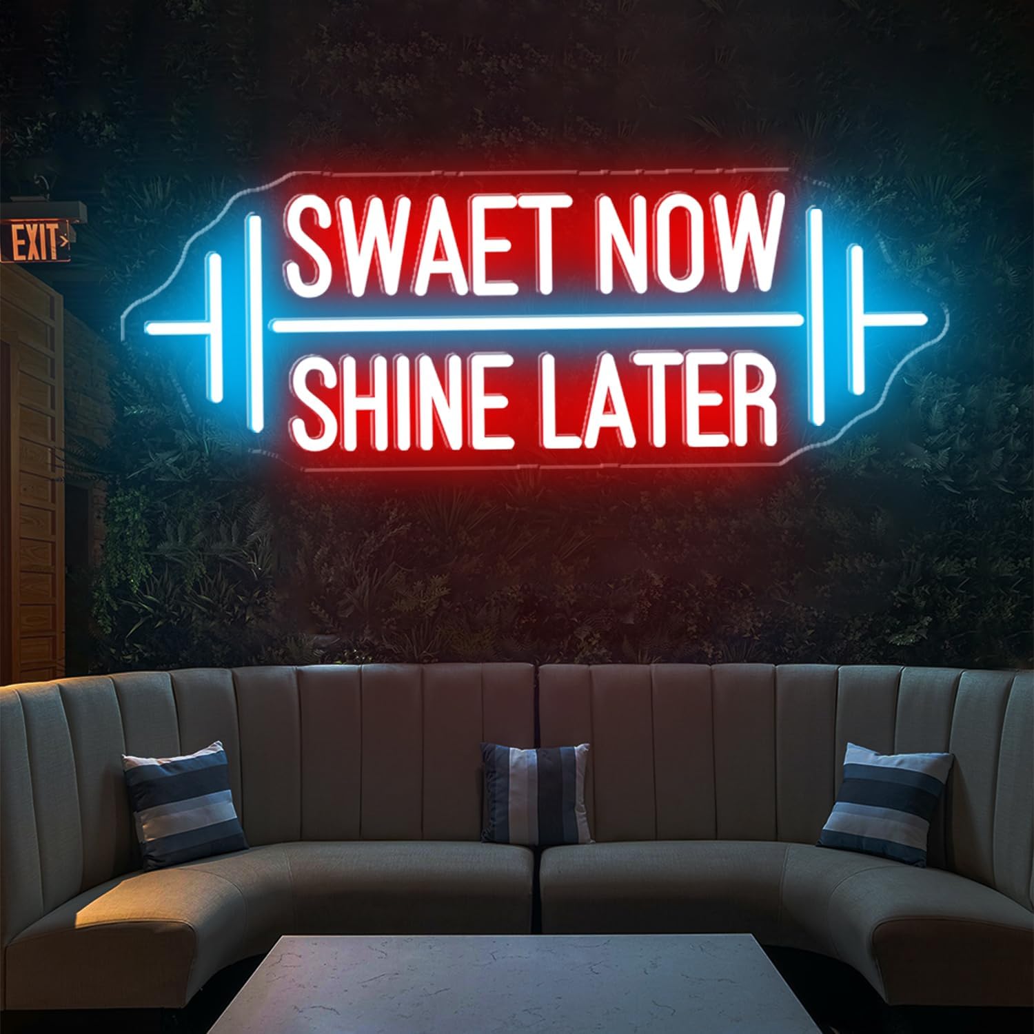 Swaet Now Shine Later Neon Sign, Dimmable LED Gym Neon Light Signs for Wall Decor, Neon Light Signs for Bedroom, Fitness Equipment Store, Fitness Wall Ar Salon, 22.5x8.15'