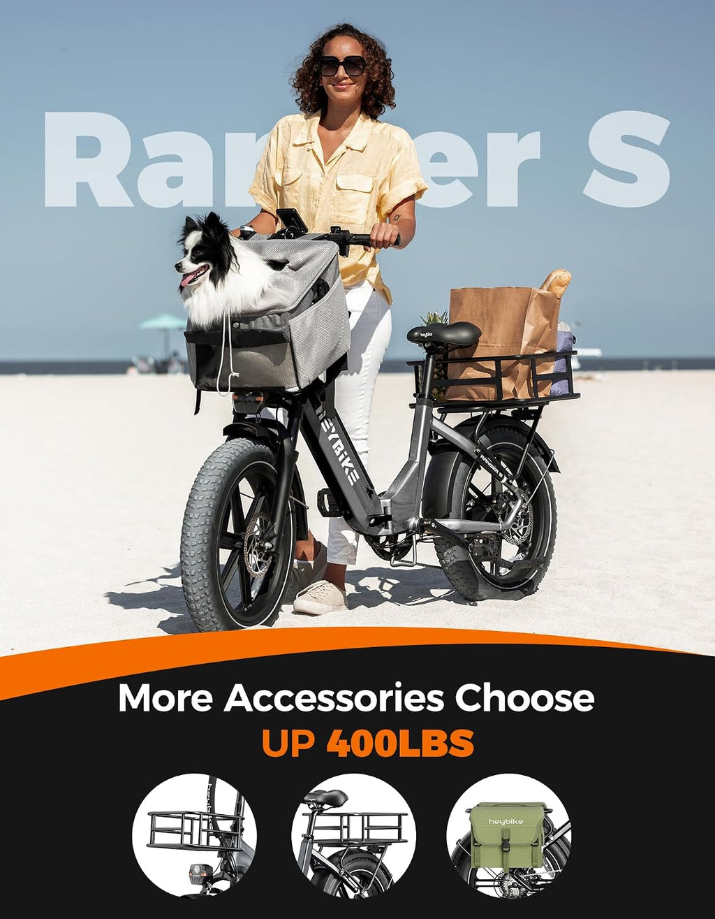 Heybike Ranger 20'x4.0' Fat Tire Folding Electric Bike for Adults, 1200W/1800W Peak Motor, 28/32MPH, up to 55/90 Miles Range, UL2849 Certified Removable Battery for Commute Beach Mountain Snow E Bike