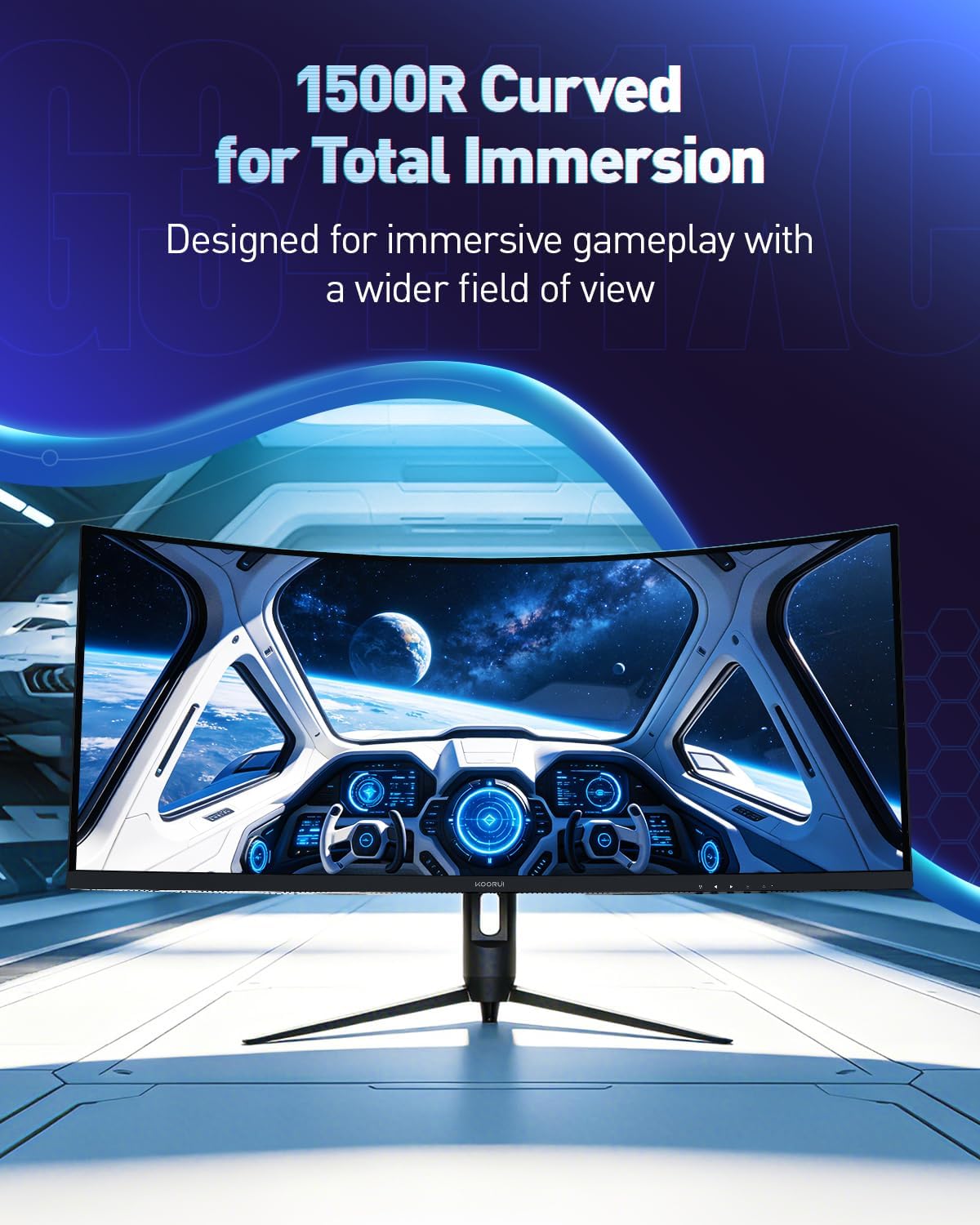 KOORUI 34' Ultrawide Curved Gaming Monitor, 240Hz, WQHD 3440×1440, 1500R Immersive Display, Adaptive Sync, 1ms, DIC-P3 98%, HDR400, HDMI 2.1/DP 1.4, VESA, for PC Gaming, Work & Play