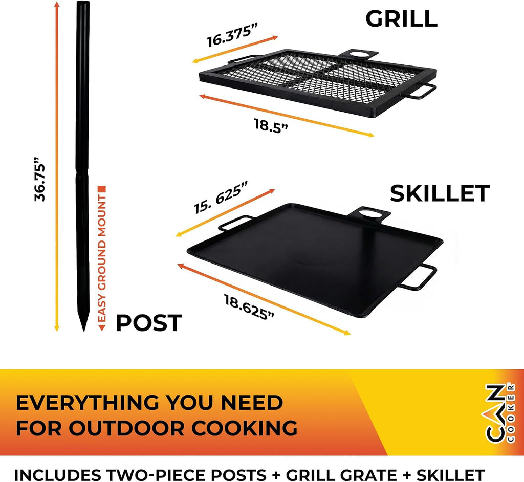 GameMaker Open Fire Cooking Grill – Portable Campfire Grill for Open Flame Cooking, Firepits, Outdoor Fire Rings & Camping – Heavy-Duty, Easy Setup & Adjustable Height
