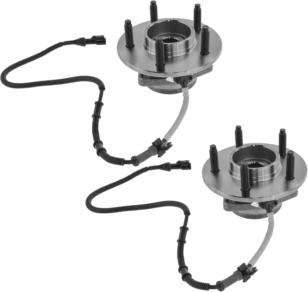 TRQ 2 Piece Front Wheel Bearing & Hub Assembly Set 4WD Compatible with 2000-2004 Ford F-150 2004 F-150 Heritage