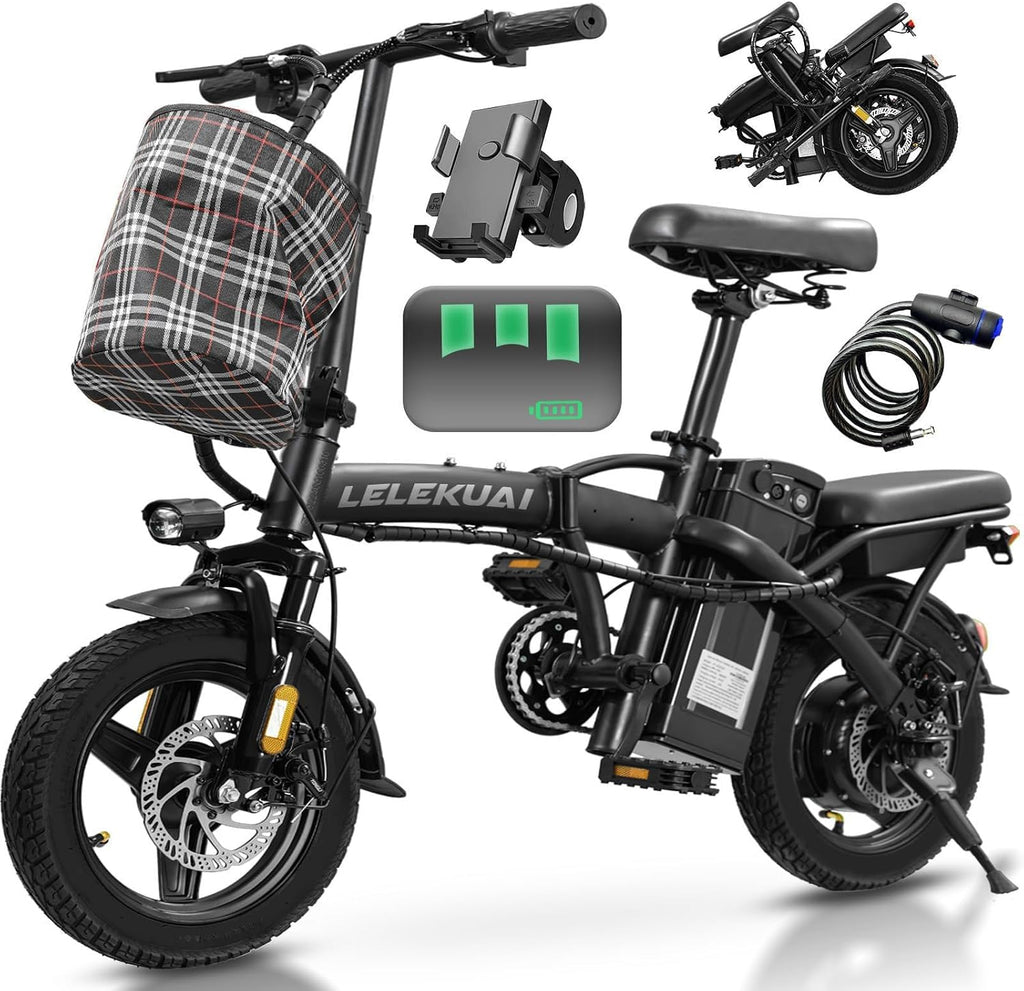 LELEKUAI Electric Bike for Adults, 1200W Peak Motor Commuter Ebike, 20-28MPH Speed, 32 Miles Range, Removable Waterproof Battery, Dual Disc Brakes Electric Bicycle, UL 2849 Certified
