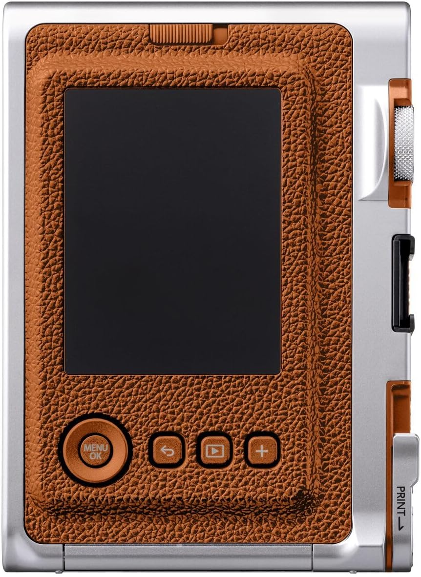 Fujifilm Instax Mini EVO Hybrid Brown Instant Camera | Instax Mini Twin Pack Instant Film | 32GB microSD Card with Adapter | Brown Camera Case