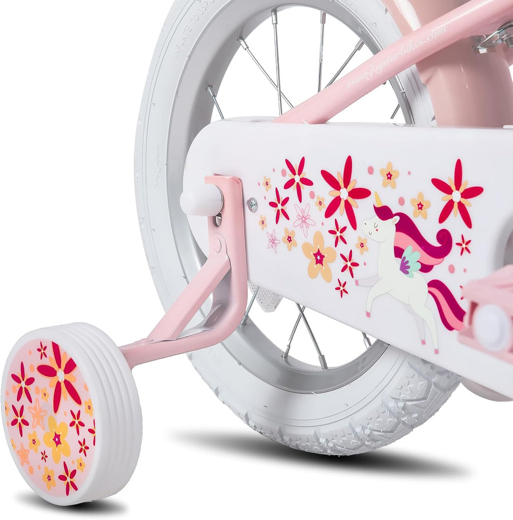 JOYSTAR Unicorn Kids Bike for Girls Ages 2-9 Years Old, 12 14 16 18 Inch Kids Bike with Training Wheels, Doll Seat, Streamers and Basket, Toddler Girl Bicycle, Multiple Colors