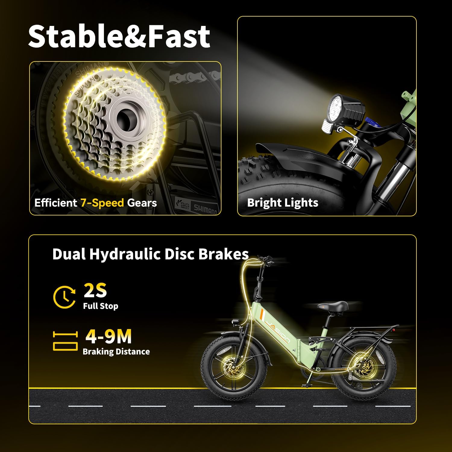 Jasion X-Hunter ST Foldable Electric Bike, 20' Fat Tire, 71Miles & 30+MPH Ebike, 1400W Peak Motor, 624WH Removable Battery, Full Suspension E-Bike for Adult, Step-Thru & Hydraulic Disc Brakes Bicycles