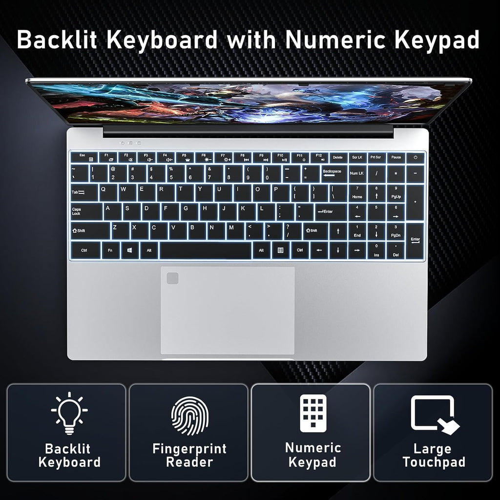 NAIKLULU Gaming Laptop,Window 11 Pro Laptop Computer, 15.6 Inch Lap Top，16GB RAM 1TB SSD,1920 * 1080 Display,WiFi 5,BT5.0,N5095 Processor(up to 2.9Ghz),Backlit Keyboard,Fingerprint Unlock