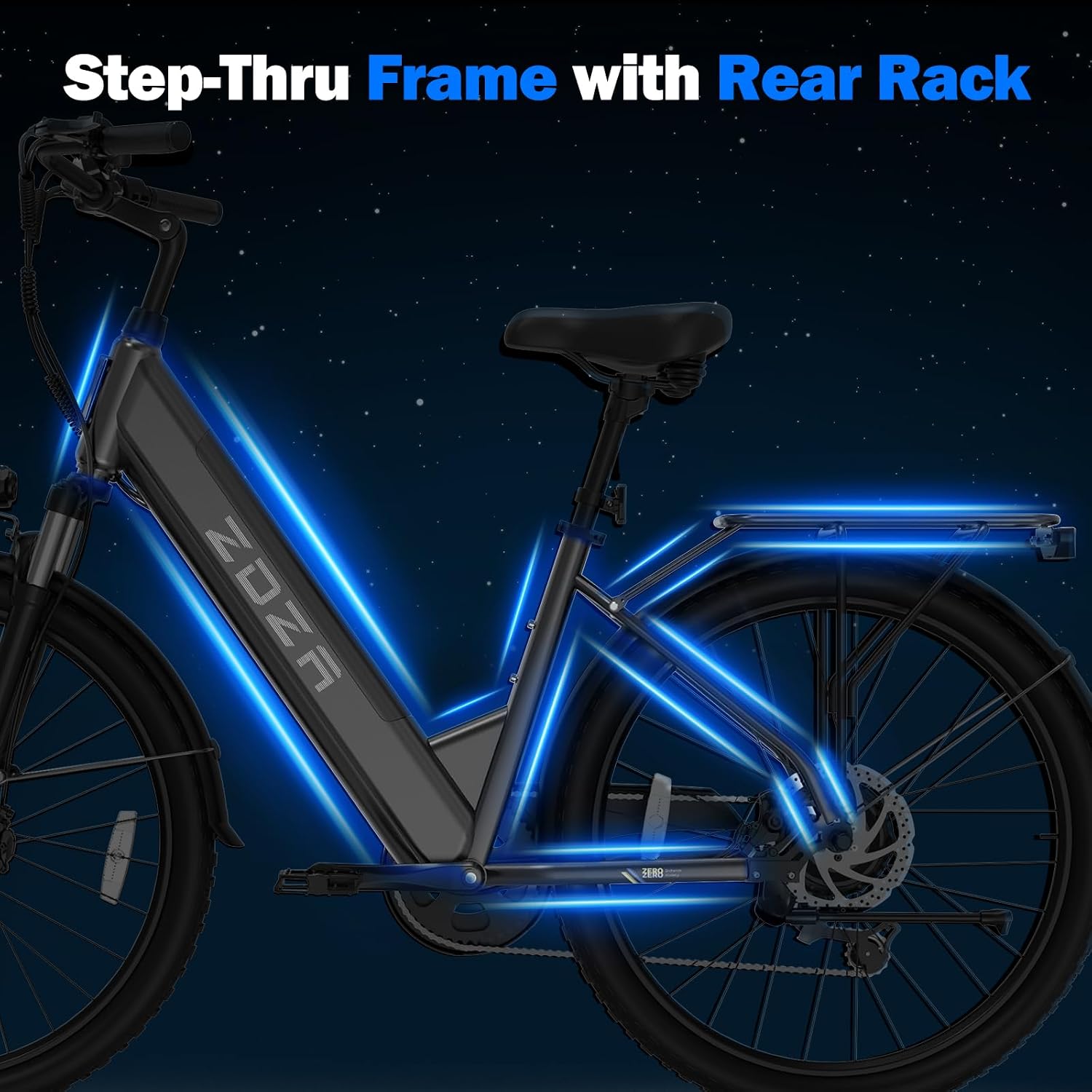 ZDZA Electric Bike for Adults, 1000W Peak Motor, 60 Miles 22Mph Electric Bike, 26' Commuter E Bikes with 48V 10.4Ah Removable Battery, Step-Thru Ebike, Adjustable Stem, 7-Speed & Front Suspension