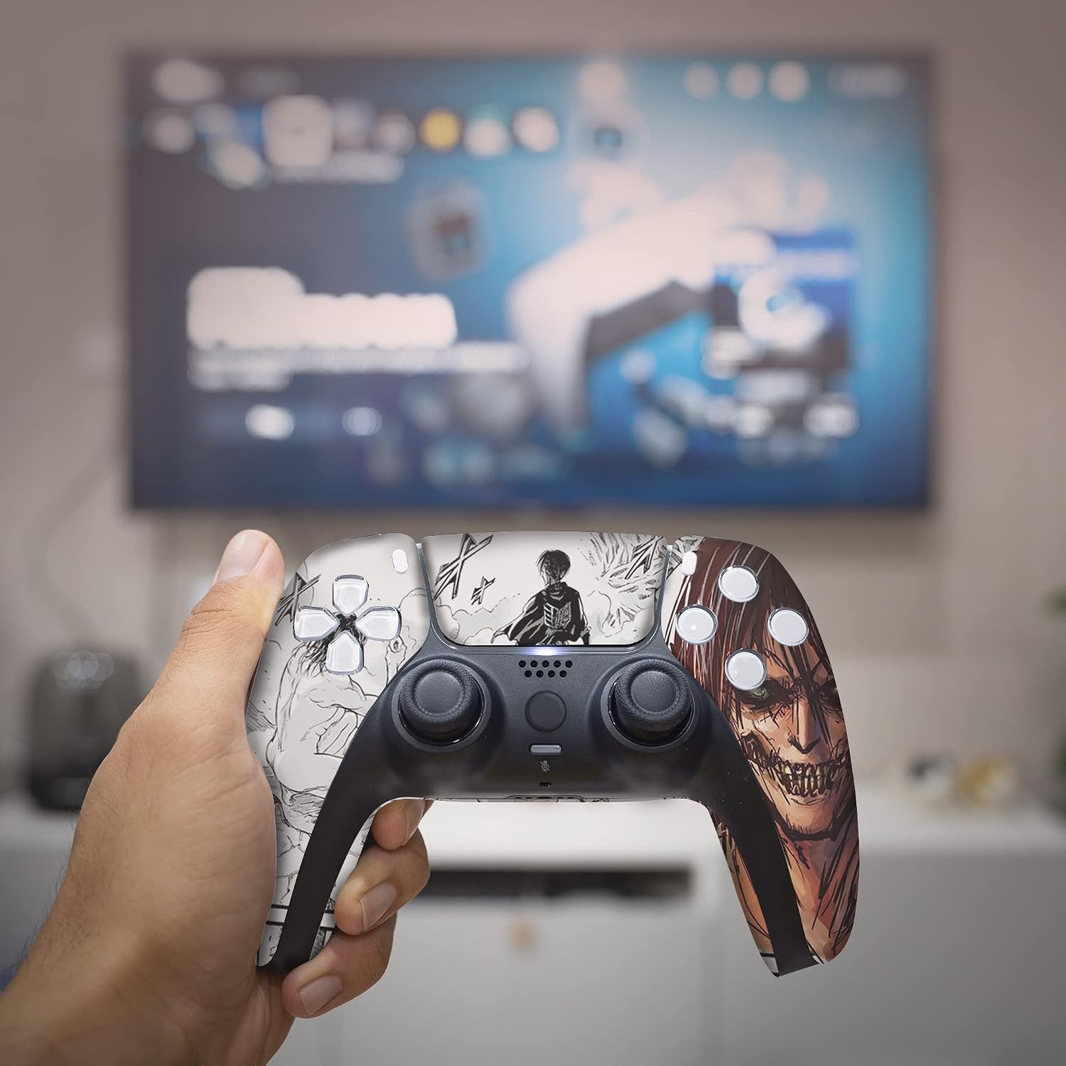 Attackk on Tittan Custom PS-5 Controller Wireless compatible with Play-Station 5 Console by BCB Controllers | Proudly Customized in USA with Permanent HYDRO-DIP Printing (NOT JUST A SKIN) (MODDED)