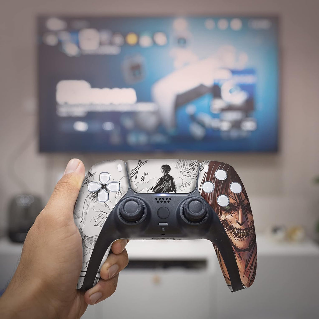 Attackk on Tittan Custom PS-5 Controller Wireless compatible with Play-Station 5 Console by BCB Controllers | Proudly Customized in USA with Permanent HYDRO-DIP Printing (NOT JUST A SKIN) (MODDED)
