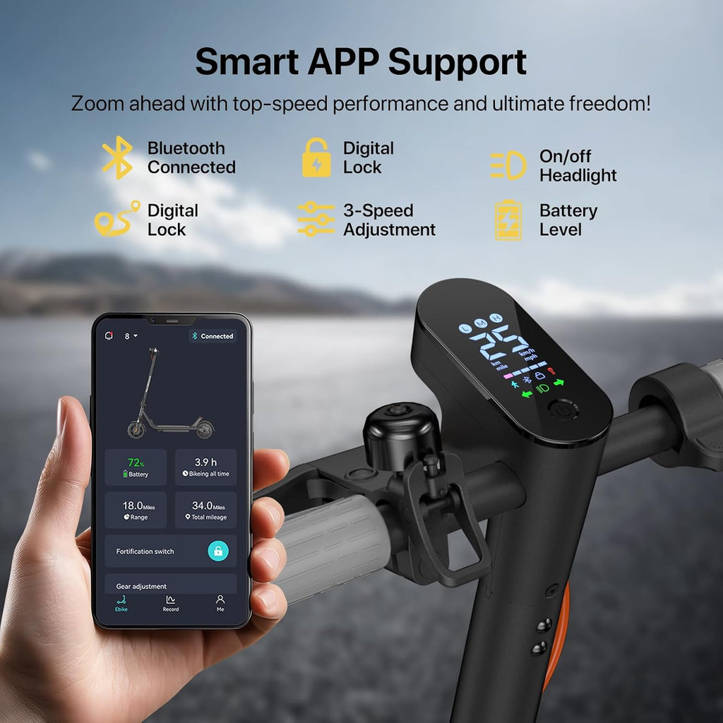 MEGAWHEELS Electric Scooter for Adults with Suspension, 8.5/10in Vacuum Tires, 14/19/28/31Miles, 15MPH Max Speed, Turn Lights, Foldable Electric Scooter for Commuter