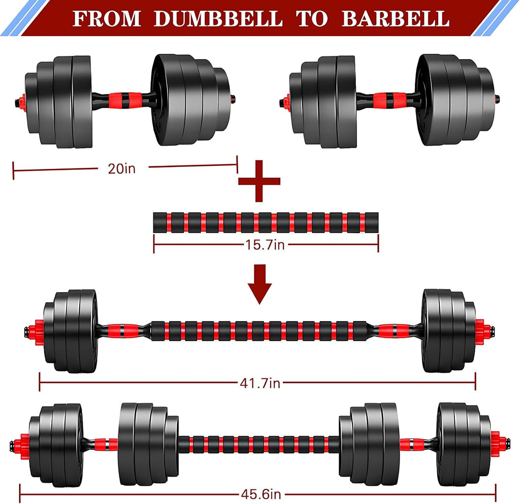 Adjustable-Dumbbells-Sets,Free Weights-Dumbbells Set of 2 Convertible To Barbell A Pair of Lightweight for Home Gym,Women and Men Equipment