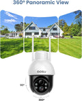 aosu Solar Camera Security Outdoor - Security Cameras Wireless Outdoor with 360° Panoramic View, Human Auto Tracking, 2K Night Vision, Compatible with Alexa/Google Assistant (2 Pack)