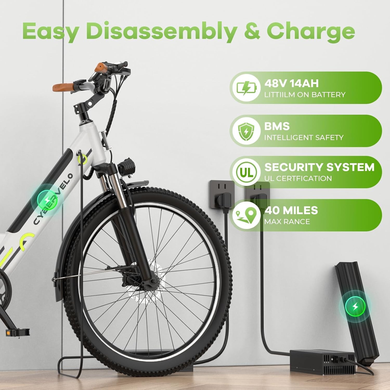 1000 Peak Electric Bike for Adults,up 80 Miles Removable Battery Ebike, 26' Electric E Bike with 7-Speed,Adult Electric Bicycles for Commute Beach Snow White Womens All Terrain