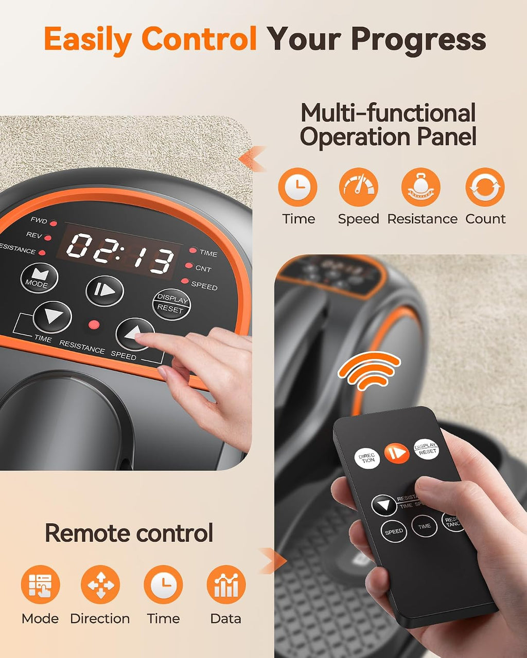 YOSUDA Under Desk Elliptical,Elliptical for Seniors Fully Assembled,Quiet & Portable Electric Seated Pedal Exerciser with 10 Level Resistances & Speeds,Remote Control