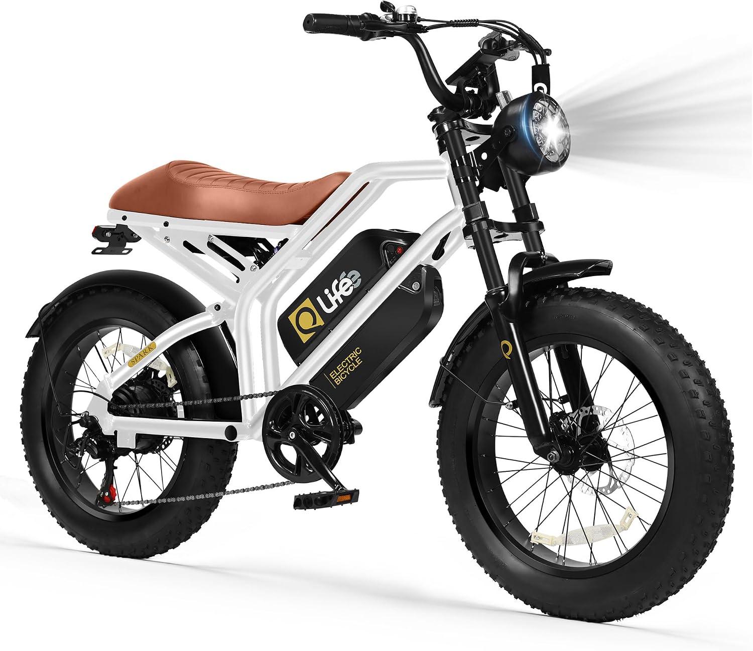 Qlife Electric Bike for Adults/Teens Spark-1500W Peak Motor 20' Fat Tires 28MPH(Unlock to 35MPH) Dirt Bike, 624-1248Wh Removable Battery Ebike, Dual Suspension & Brakes Motorcycle, 21-Speed Bicycle