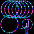 6Pack LED Hoop Dance Exercise Light Up Hoop for Adults, 36in Fitness Equipment Weight Loss Auto Color Changing Strobe Glow Light, 90cm for Hooper(Two AA Batteries are Needed. Not Included)