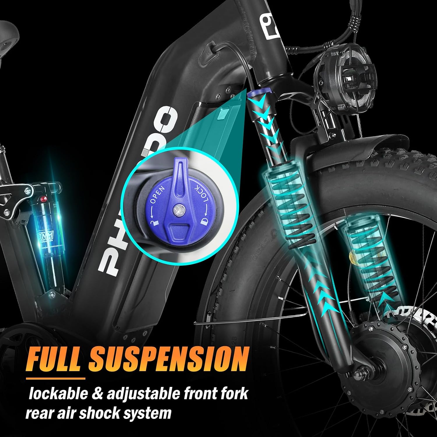 5000w Dual Motor Electric Bicycles, 60V Battery E-Bike with 45 MiIe P-Hour Electric Bike for Adults, 26 Fat Tire Hunting Ebike for All Terrain, Full Suspension Electric Ebike