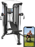 Inspire Fitness FT1 Functional Trainer with Bench - Compact at Home Workout Machine with Accessories - Two 165 lb Weight Stacks - Smooth Glide Cable Machine with Weight Bench