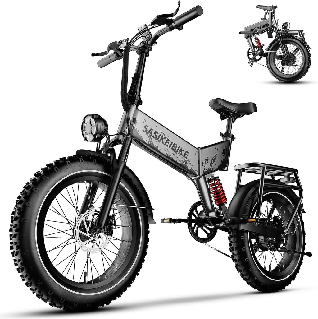 vefreedom 1500W Folding Electric Bike for Adults, 52V 20AH Large Removable Battery E Bike,70 Miles Max Range, 20' x4.0 Fat Tire Ebike, Dual Suspension Commute Electric Mountain Bicycle