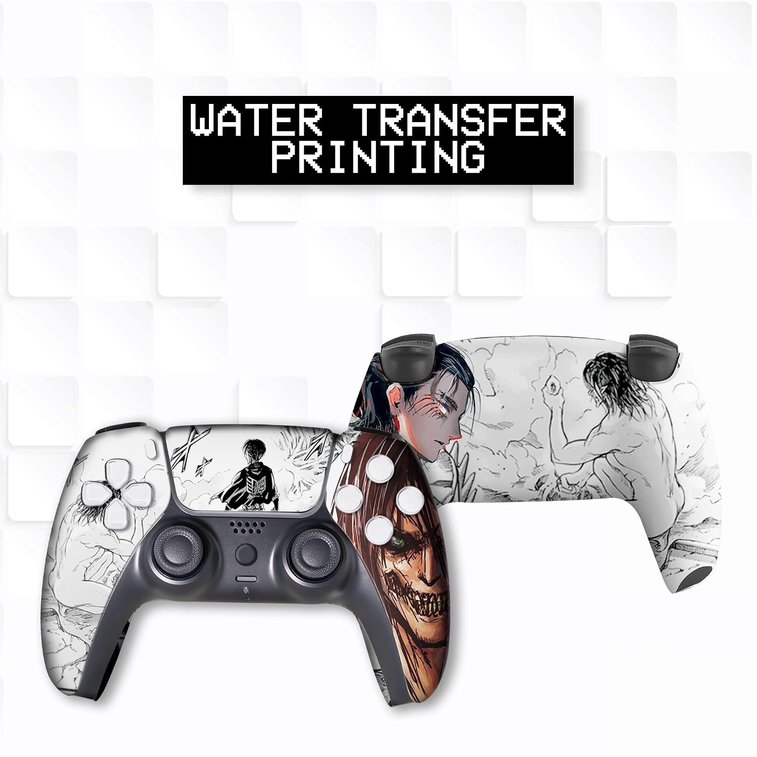 Attackk on Tittan Custom PS-5 Controller Wireless compatible with Play-Station 5 Console by BCB Controllers | Proudly Customized in USA with Permanent HYDRO-DIP Printing (NOT JUST A SKIN) (MODDED).