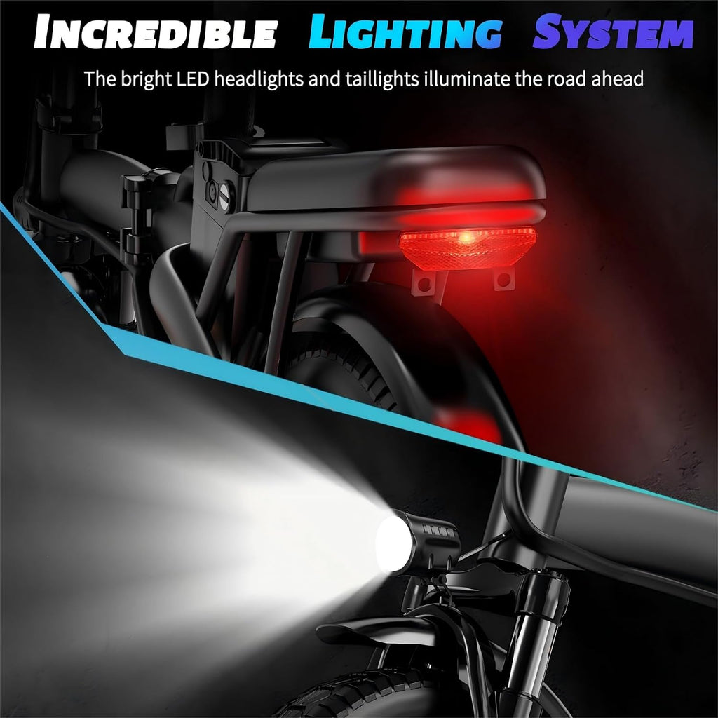Folding Electric Bike for Adults, 500W Motor, 23MPH, 14' Mini Ebike | Pedal Assist | 30° Uphill | Shock Absorbers | 48V12AH Removable Battery | UL 2849 | Dual Disc Brake | 38 Miles PAS Range (T1)