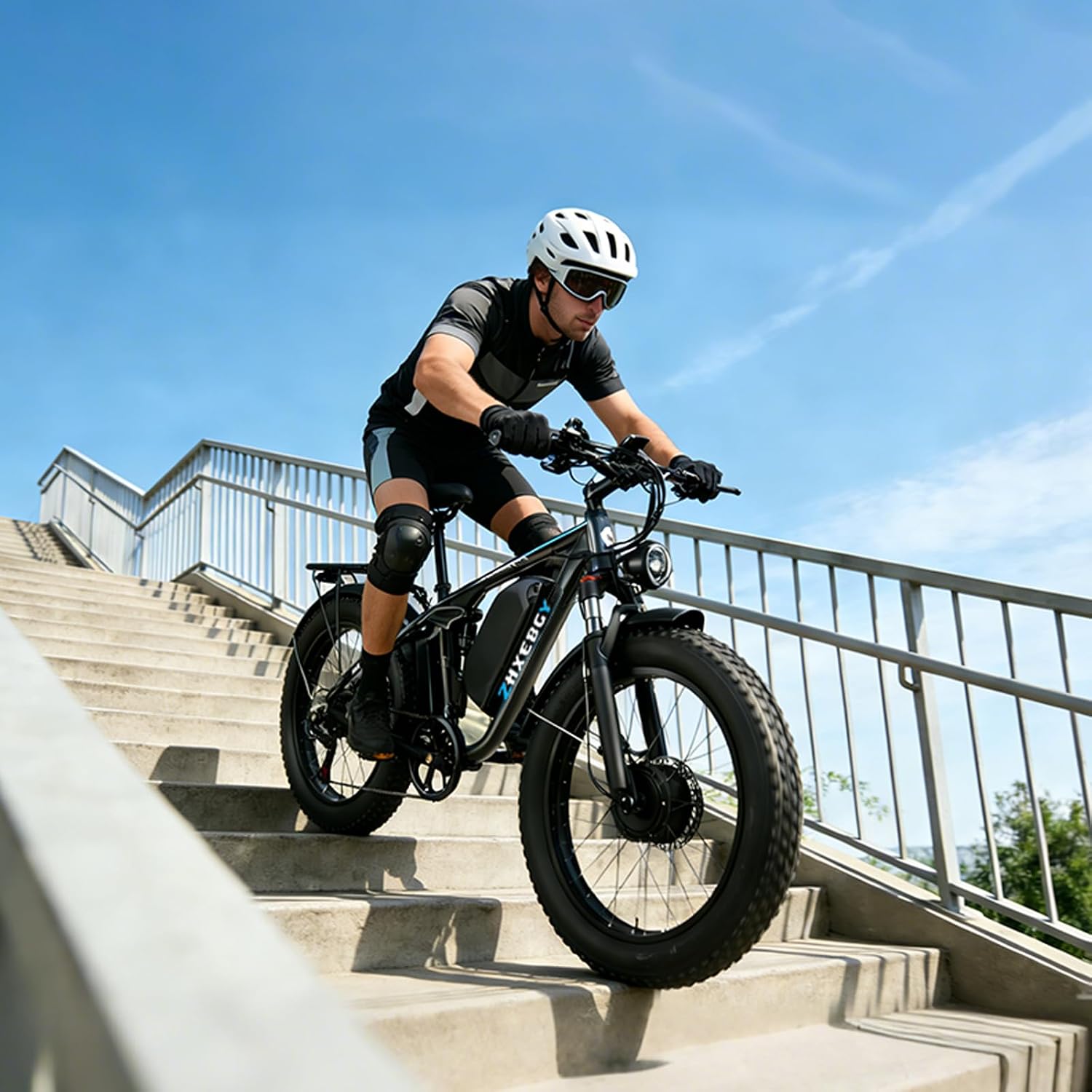 7000W Peak Dual-Motor-Ebike for Adults with 52V 34AH(1768Wh) Battery, 45MPH Fast E-Bike 100 Miles, 24' Fat Tire Electric Bike for Adults, Full Suspension Electric Bicycle Snow Off-Road (Black)