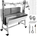 Stainless Steel Rotisserie Grill with Windscreen, Electric 25W Motor Outdoor Cooking Spit Roaster, 132 LBS BBQ Spit Roaster, BBQ Whole Pig Lamb Goat Charcoal Spit Grill Rotisserie Roaster System