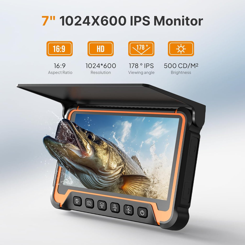 Eyoyo Underwater Fishing Camera, 5000mAh Battery, Infrared Night Vision, IP68 Waterproof Portable Fish Camera for Ice, Lake, Boat & Kayak Fishing