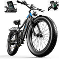 Electric Bike, Peak 2000W Full Suspension Ebike for Adults, 921.6WH Built-in Battery Mens Electric Bicycle 80 Miles Range Dual Hydraulic Brake, 26' Fat Tire Off Road E Bikes for Mountain, Snow, Sand