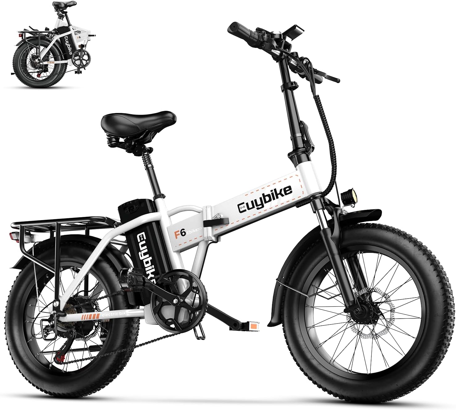 Foldable Electric Bike for Adults, 48V 20Ah Removable Lithium Battery up to 80Miles, 20' Fat Tire 1000W Peak Motor Dirt Ebike Adult Electric Bicycle for Commute Beach Mountain E Bike