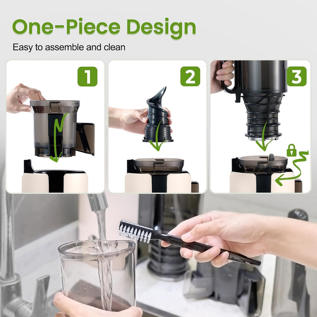 Ventray Cold Press Juicer, Slow Masticating Juicer Machine with 4.7' Wide Feed Chute for Whole Vegetables & Fruits, Juice Extractor High Juice Yield, Easy to Clean