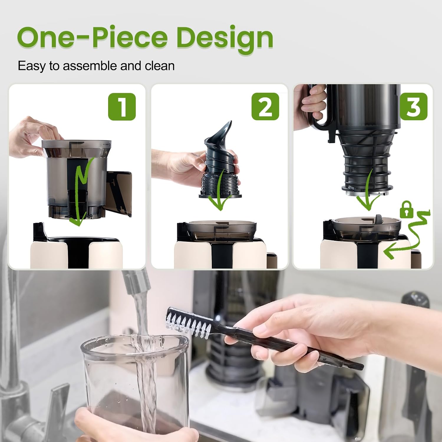 Ventray Cold Press Juicer, Slow Masticating Juicer Machine with 4.7' Wide Feed Chute for Whole Vegetables & Fruits, Juice Extractor High Juice Yield, Easy to Clean