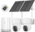 Security Cameras Wireless Outdoor 5G& 2.4G, No Subscription, 2 Cam-Kit,4MP Solar Powered Home Security Cameras System With 360°PTZ,128GB Local Storage,Color Night Vision WiFi Cameras for Home Security