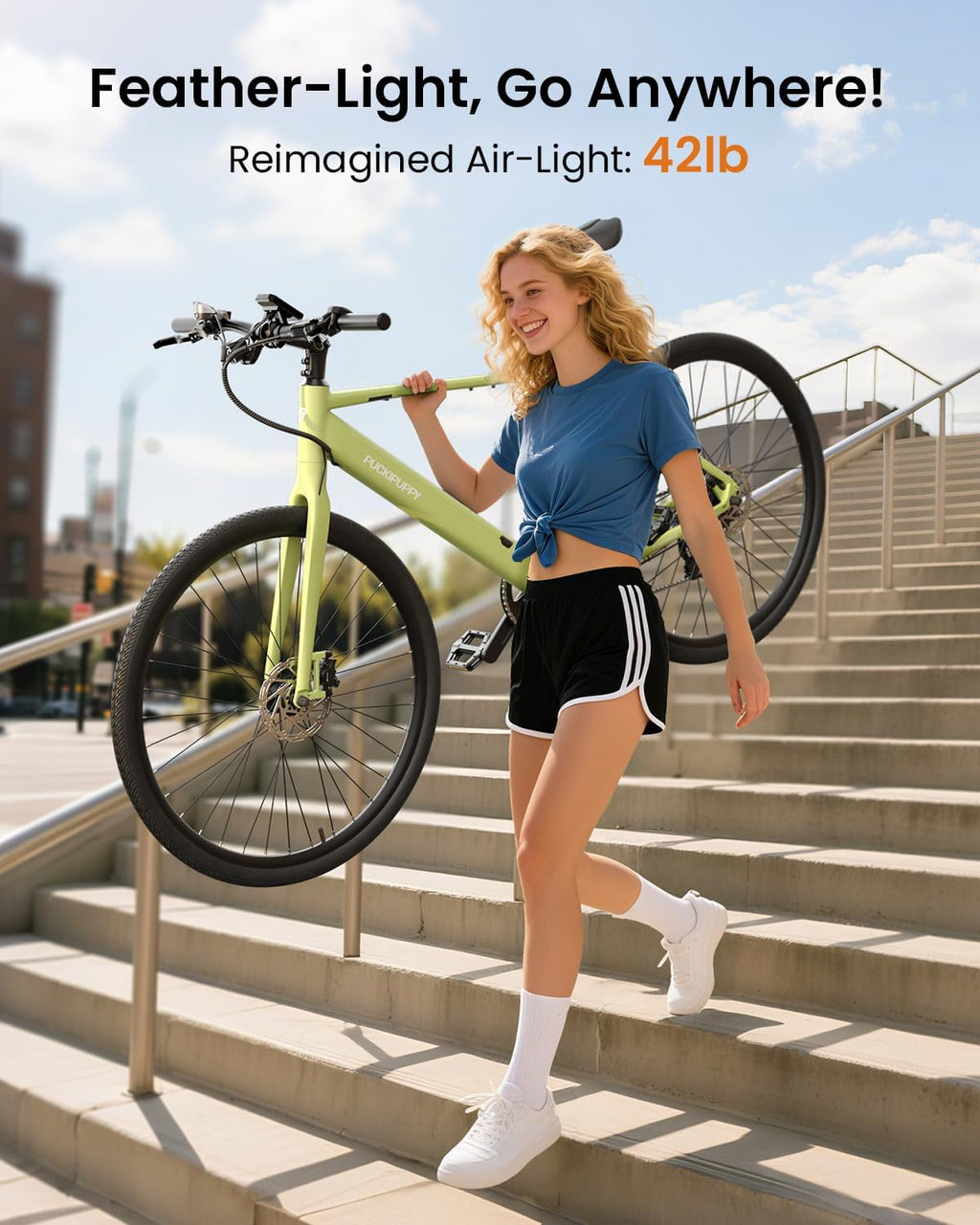 PUCKIPUPPY Electric Bike for Adults, 42lb Air-Light Aluminum Ebike with Torque Sensor, 28' Electric Bicycle with 360Wh Energy Battery, 600W 25MPH Peak E Bike, 7 Speed, 45Nm, Leather seat
