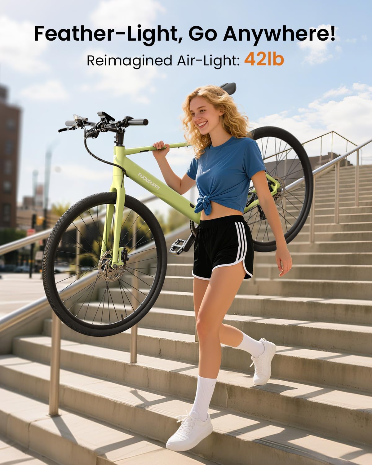 PUCKIPUPPY Electric Bike for Adults, 42lb Air-Light Aluminum Ebike with Torque Sensor, 28' Electric Bicycle with 360Wh Energy Battery, 600W 25MPH Peak E Bike, 7 Speed, 45Nm, Leather seat