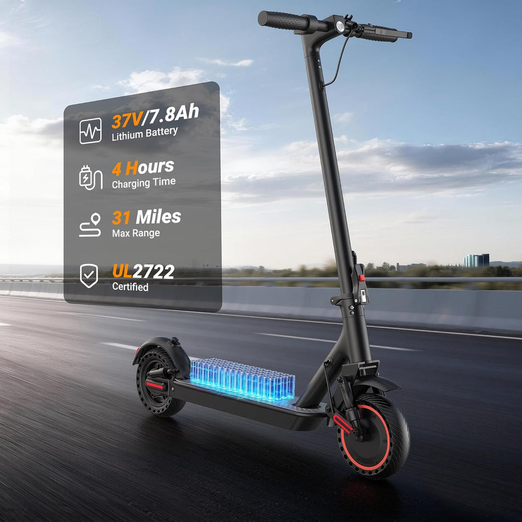 Electric Scooter, 350W-500W Motor, 19 MPH to 22MPH, 15-41 Miles Range, Dual Suspension, Dual Braking, App Control, Foldable Commuter E Scooter for Adults and Teens