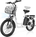 Caroma Peak 500W/800W/1200W Electric Scooter with Seat, 20' Fat Tire Electric Bike with 48V Removable Battery, Up to 30Miles & 20MPH, Adult Scooter for Commuting with Basket&Adjustable Seat