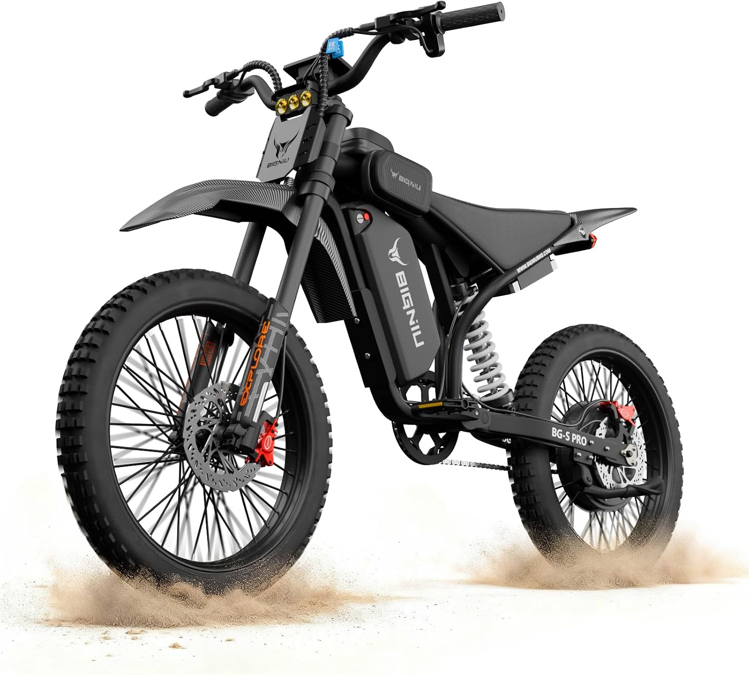 BIGNIU Electric Bike for Adults, Electric Dirt Bike with 3000W Peak Motor, 60V 32Ah Battery, 19x2.1 Fat Tires, Aluminum Electric Dirt Bike, E Bike for Teens, Off-Road Ebike and City Riding