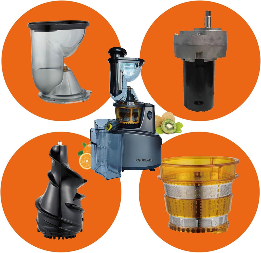 EMB Ironblade IBLJU20 Cold Press Slow Juicer, High-Yield Extraction, Quiet 55dB Operation, 75mm Wide Chute, Full Copper Motor, BPA-Free, Easy to Clean for Fruits & Vegetables