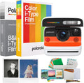 Polaroid Flip Instant Camera with Sonar Autofocus and Retro Design (White) Bundle with Color/B&W Film for i-Type and Film Kit (4 Items)