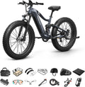 PUCKIPUPPY Boxer Electric Bike for Adults 960W, 48V 20AH Battery Ebike, Full Suspension 26' Fat Tire E Bike, 28MPH 80Miles Range Mountain Electric Bicycle, 7 Speed Hydraulic Disc Brakes