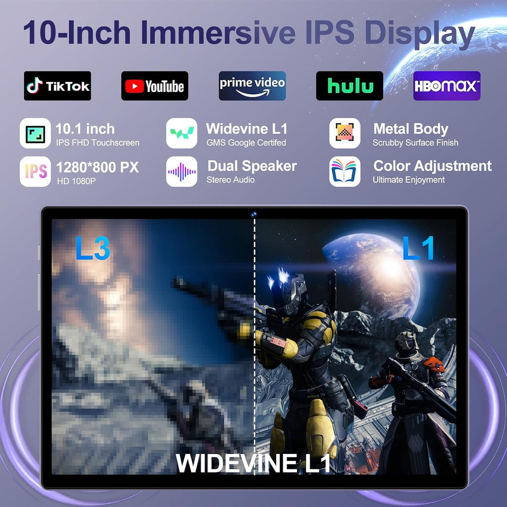 2026 Android 15 Tablet with Keyboard | Gemini AI, 30GB+128GB Octa-Core Electronics Tablets w/ 10 Inch IPS HD Display, 8000mAh, 5G WiFi, 1TB Expand, Mouse+Case, BT 5.0, Widevine L1, Metal Body -Purple