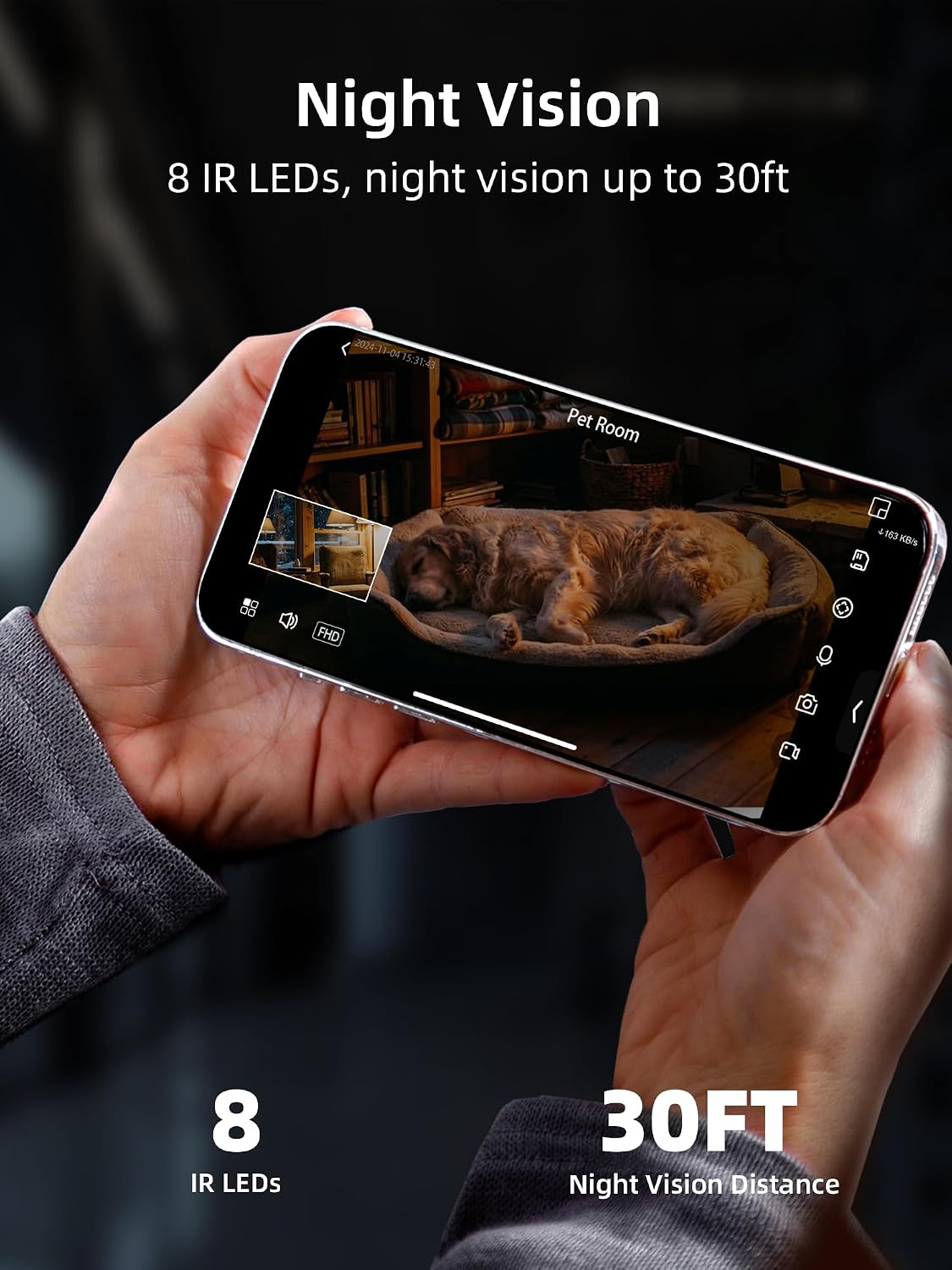 VIRTAVO Indoor Pet & Baby Camera, No Subscription Required, Dual-Lens 360° PTZ, Motion Tracking, 2-Way Audio, Night Vision, Cloud/SD Storage, Phone App, WiFi, 4-Pack, Power Adapter Included