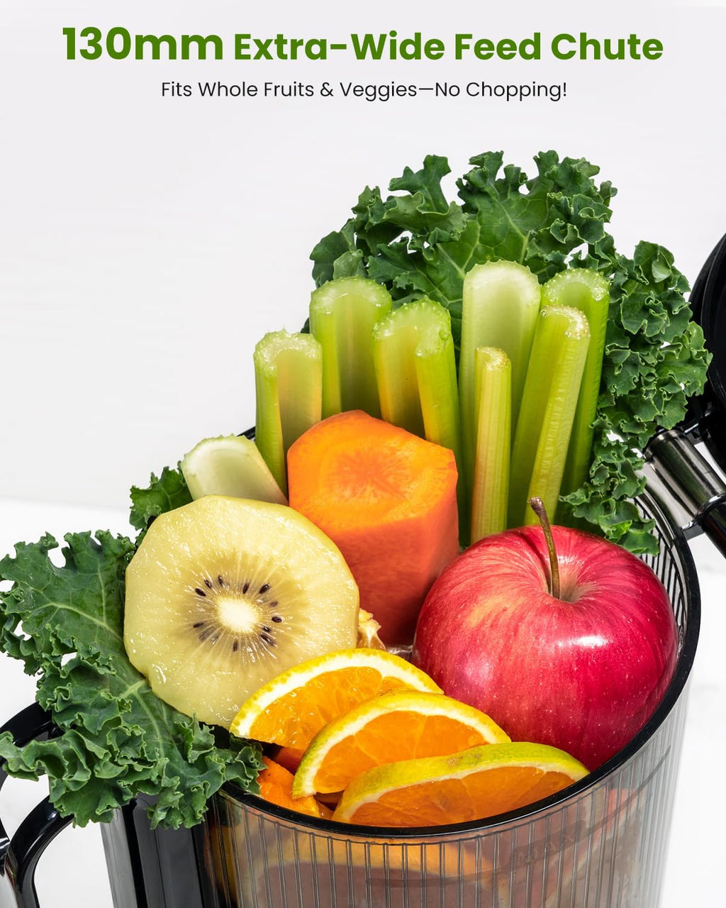 LINKChef Cold Press Juicer Machines, 130mm Diameter and 1.8L Capacity Juicers Whole Fruit and Vegetable, 250W Masticating Slow Juicer with Automatic Cutting, BPA-Free Tritan
