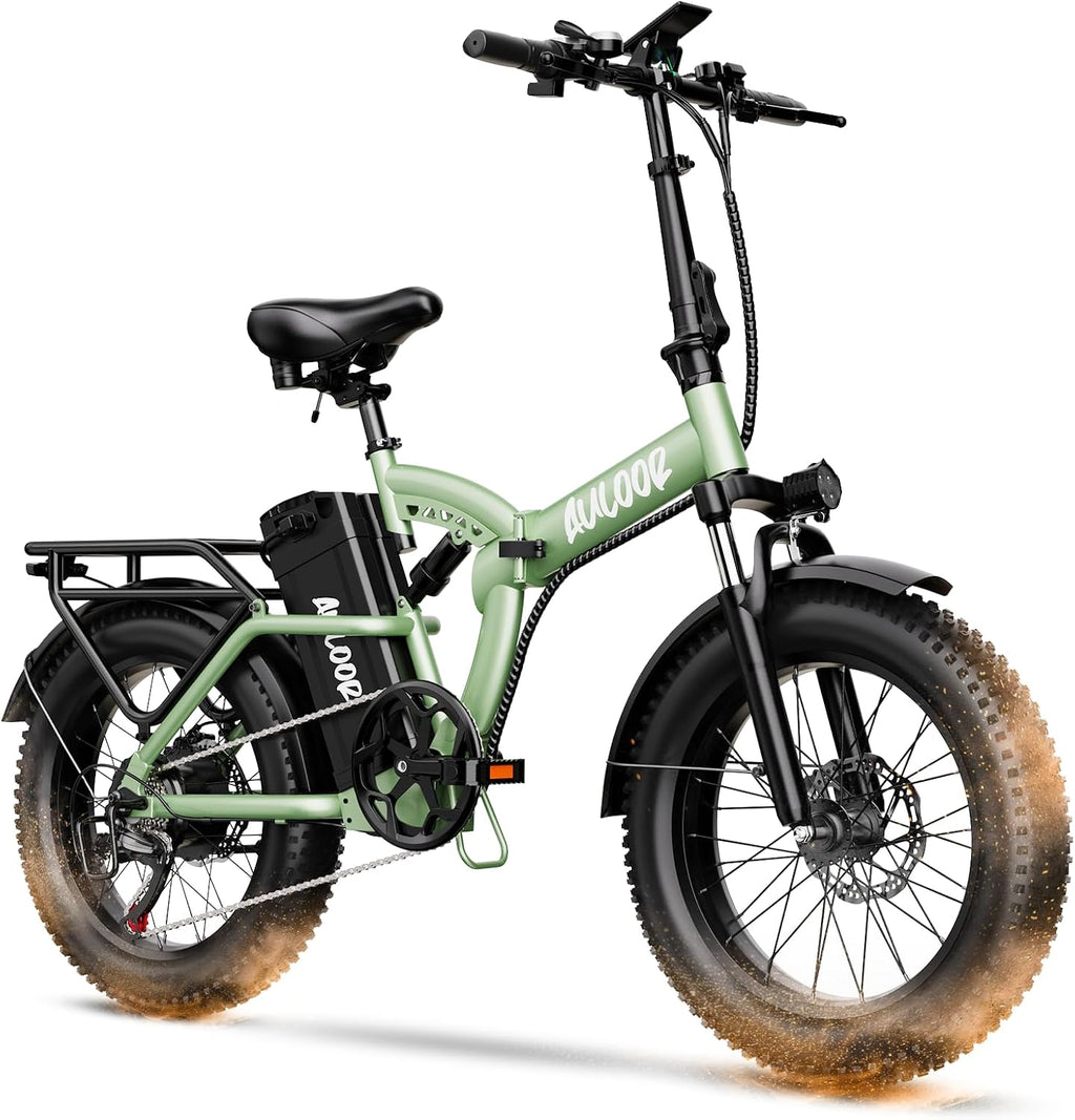 bluebiko 1000W Folding Electric Bike, 48V 20AH Large Removable Battery E Bike, 80 Miles Max Range, 20' Fat Tire Electric Bike for Adults, Adult Electric Bicycles for Commute Beach Snow